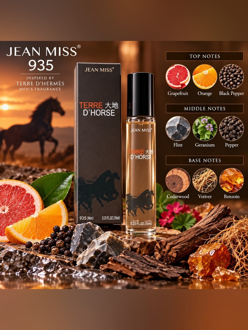 Jean Miss 935 Terre D'Horse Unisex Fragrance Set 1oz Each